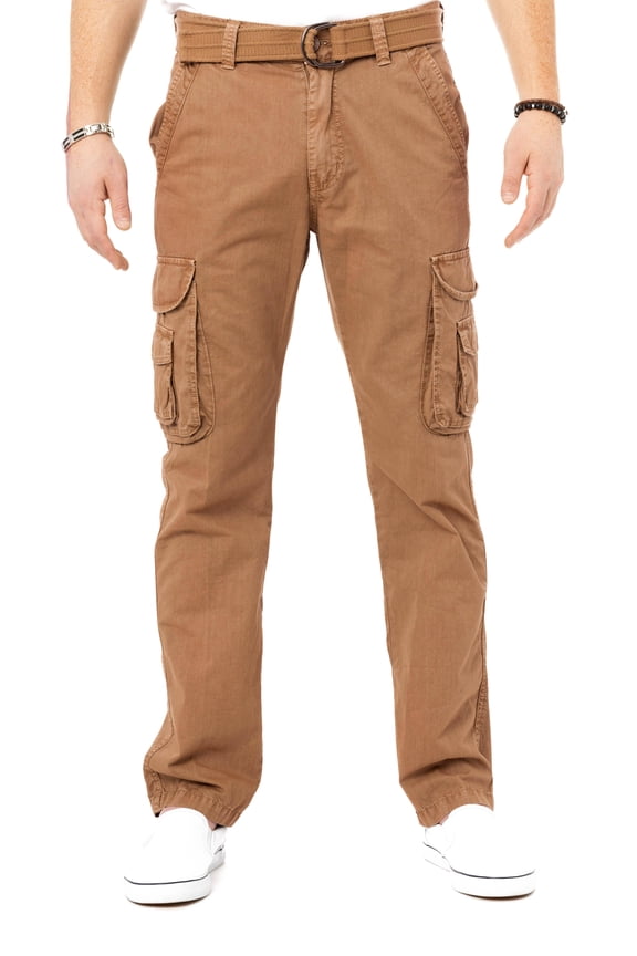 X RAY Men's Soft Casual Cotton Cargo Pants W/ Deep Pockets & Belt for Work and Travel, British Khaki, 30W X 30L