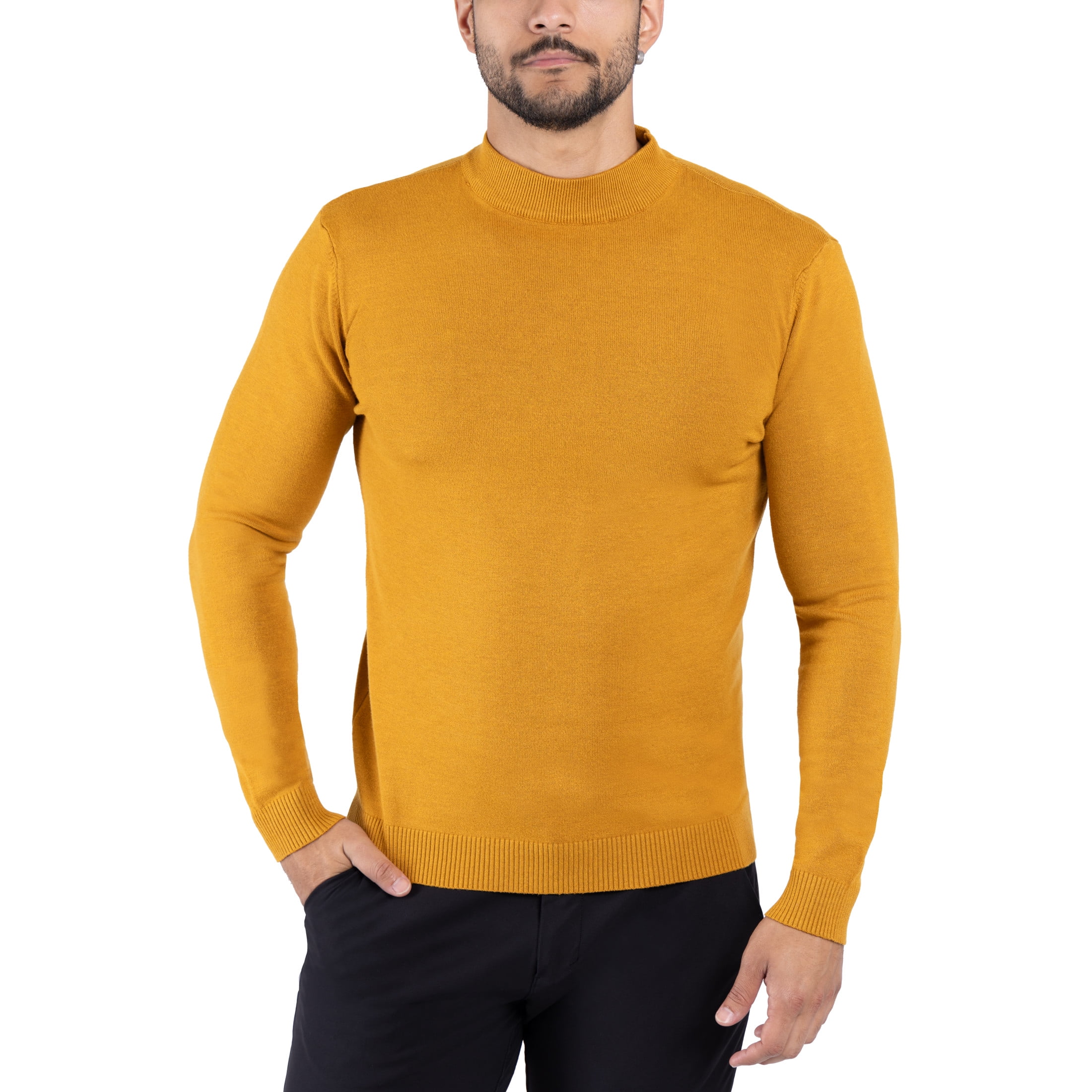 X RAY JEANS Mens Mock Neck Sweater Pullover, Mustard, M - Walmart.com