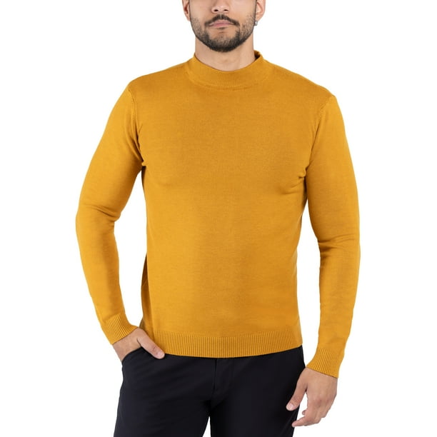X RAY JEANS Mens Mock Neck Sweater Pullover, Mustard, 2XL