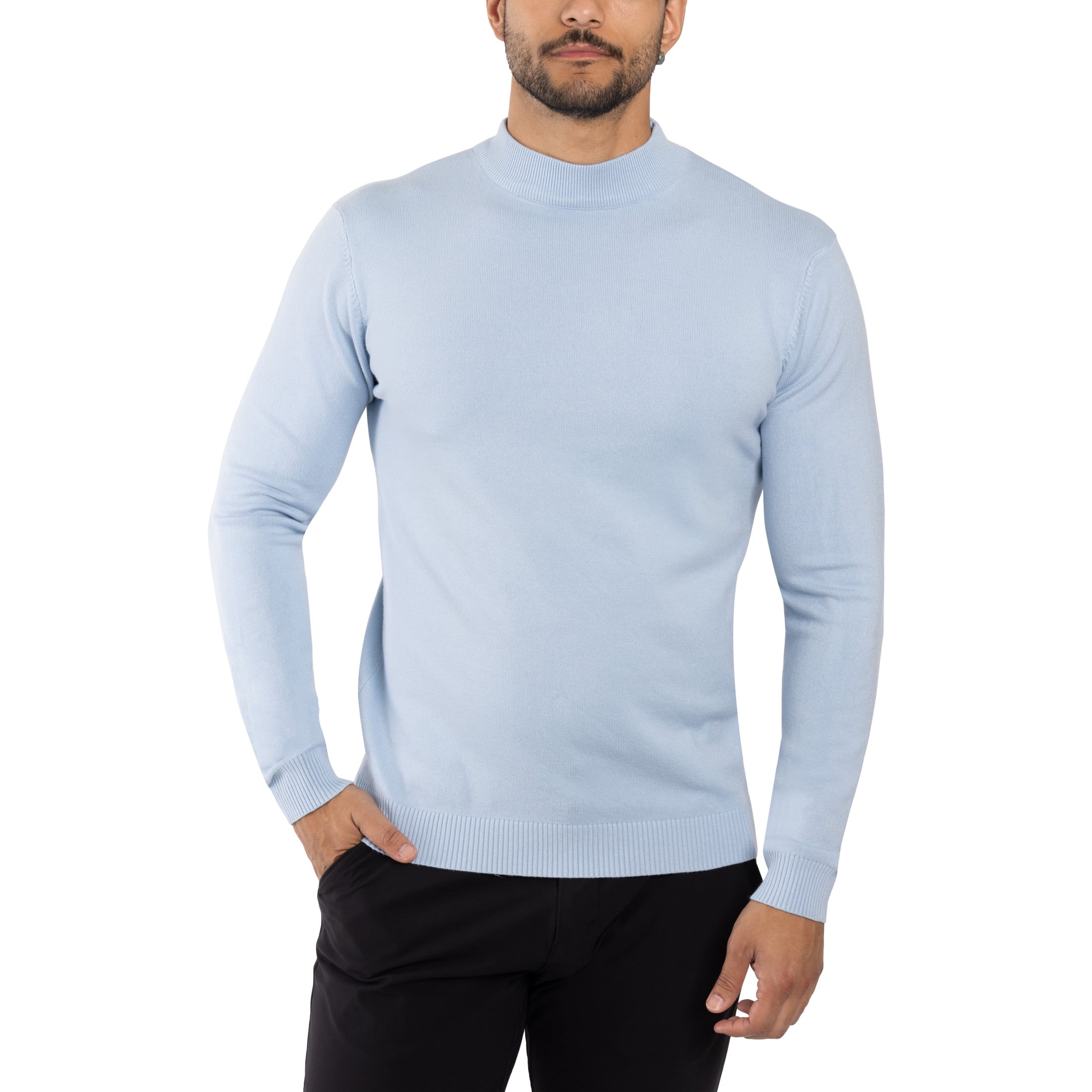 X RAY JEANS Mens Mock Neck Sweater Pullover, Powder Blue, L - Walmart.com