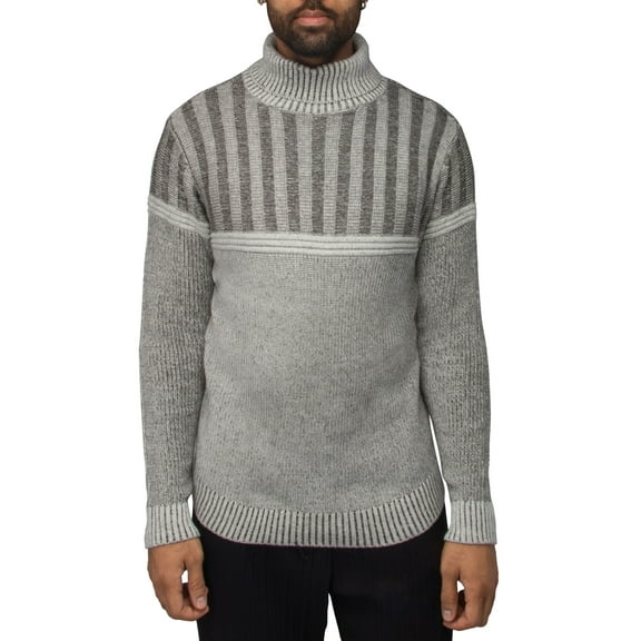 X RAY JEANS Mens Ribbed Pattern Turtleneck Sweater, Ecru, 3XL