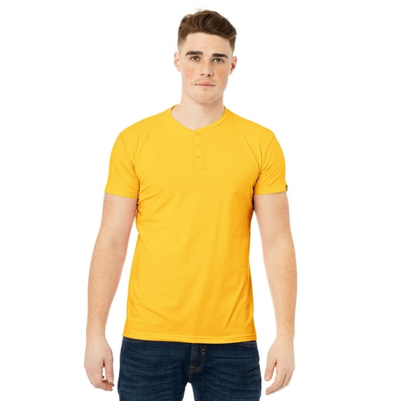 X RAY Men's Soft Stretch Cotton Short Sleeve Solid Color Slim Fit Henley T-Shirt, Fashion Casual Tee for Men