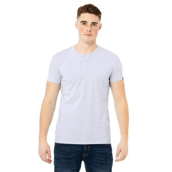 X RAY Men's Soft Stretch Cotton Short Sleeve Solid Color Slim Fit Henley T-Shirt, Fashion Casual Tee for Men
