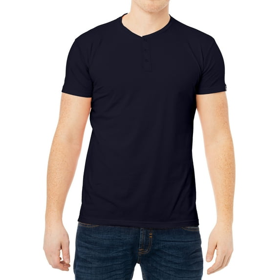 X RAY JEANS Mens Basic Henley Neck Short Sleeve T-Shirt, Navy, XL