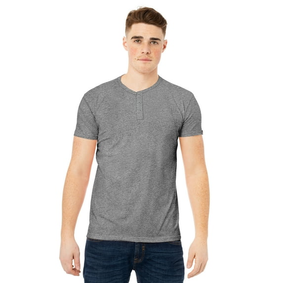 X RAY Men's Soft Stretch Cotton Short Sleeve Solid Color Slim Fit Henley T-Shirt, Fashion Casual Tee for Men