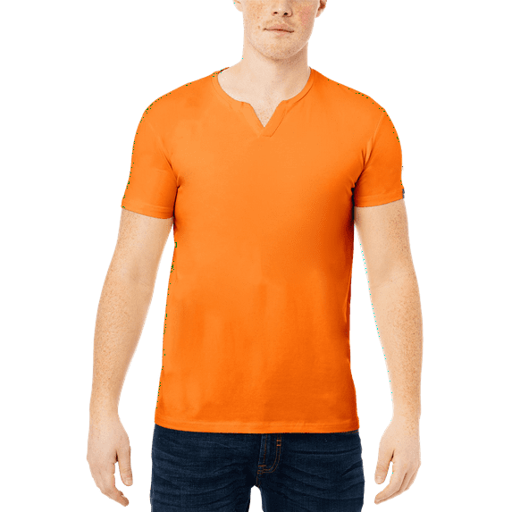 X RAY Men's Soft Stretch Cotton Short Sleeve Solid Color Slim Fit Slit V-Neck T-Shirt, Fashion Casual Tee for Men