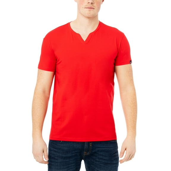 X RAY JEANS Mens Basic V-Notch Neck Short Sleeve T-Shirt, Red, S