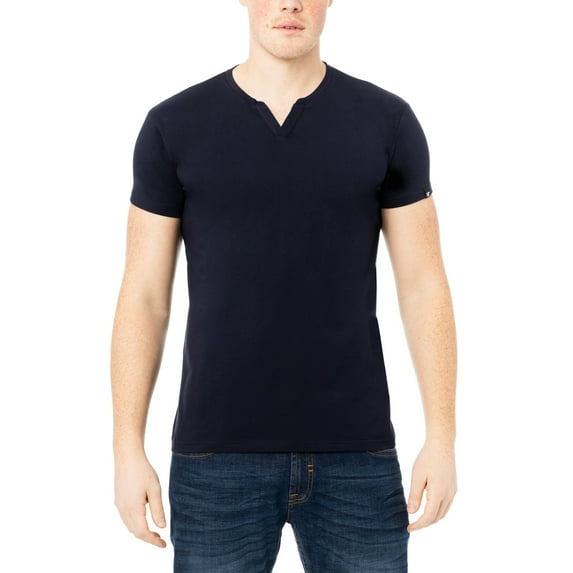X RAY JEANS Mens Basic V-Notch Neck Short Sleeve T-Shirt, Navy, L