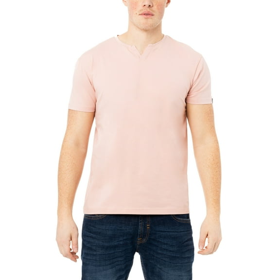 X RAY JEANS Mens Basic V-Notch Neck Short Sleeve T-Shirt, Dusty Peach, S