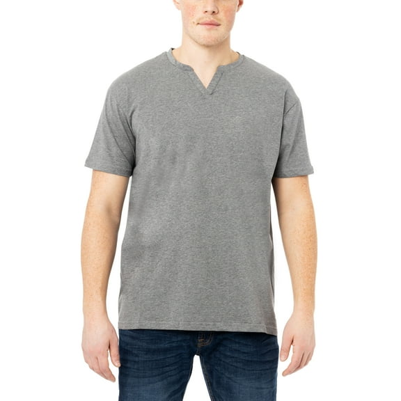 X RAY JEANS Mens Basic V-Notch Neck Short Sleeve T-Shirt, Charcoal, L