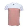 thumbnail image 1 of X RAY Men's Soft Stretch Cotton Solid Colorblock Short Sleeve V-Neck Slim Fit T-Shirt, Fashion Sport Casual Tee for Men, Dusty Peach/White Size X-Small, 1 of 4