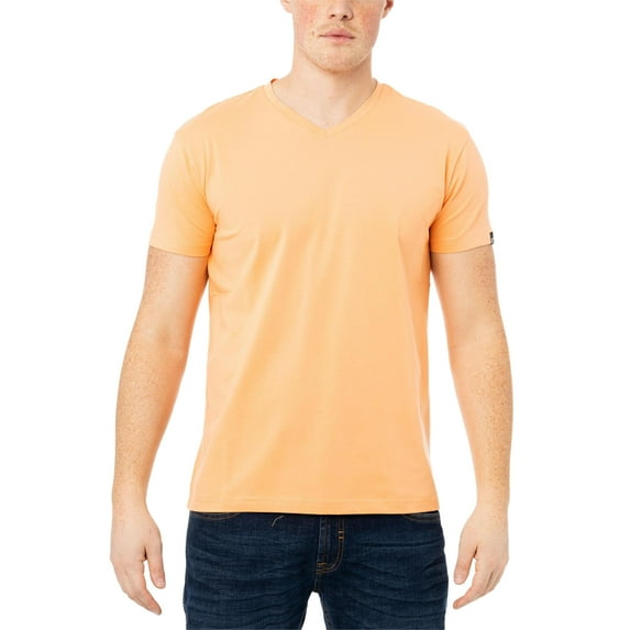 X RAY JEANS Mens Basic V-Neck Short Sleeve T-Shirt, Cantaloupe, S
