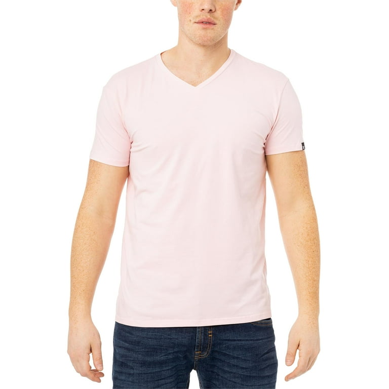 X RAY JEANS Mens Basic V-Neck Short Sleeve T-Shirt, Baby Pink, S