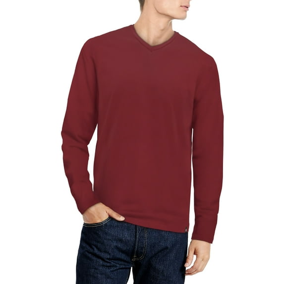 X RAY Men's V-Neck Long Sleeve T-Shirt, Soft Stretch Premium Cotton Slim Fit Casual Fashion Tee for Men