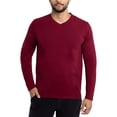 thumbnail image 1 of X RAY JEANS Mens Long Sleeve V-Neck T-Shirt, Burgundy, M, 1 of 9