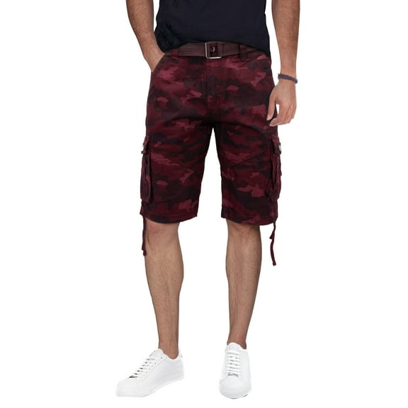 X RAY JEANS Men's 12.5" Inseam Cargo Shorts, Burgundy Camo, 32