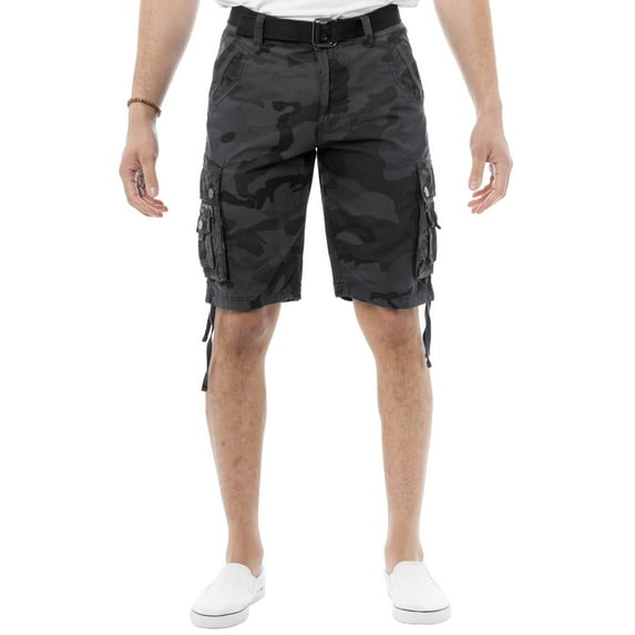 X RAY JEANS Men's 12.5" Inseam Cargo Shorts, Charcoal Camo, 36