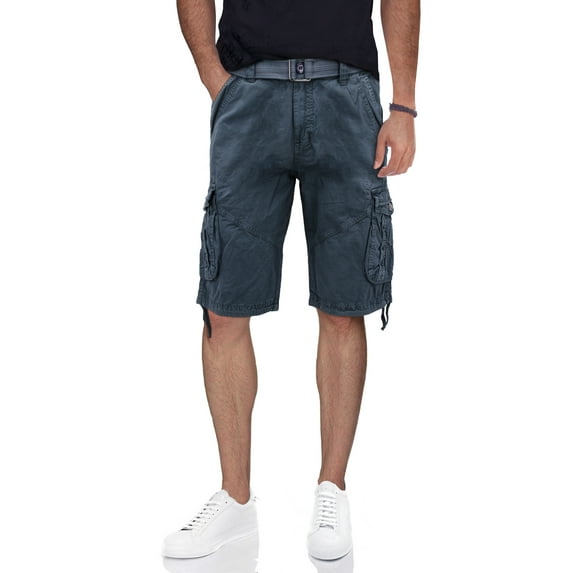X RAY Mens Bermuda Cargo Shorts Camo & Solid Colors 12.5" Inseam Knee Length Classic Fit Multi Pocket, Steel, 34