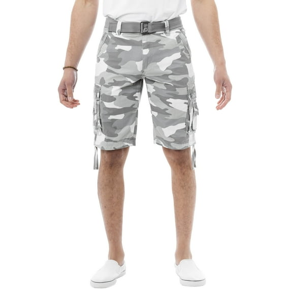 X RAY JEANS Men's 12.5" Inseam Cargo Shorts, White Camo, 34