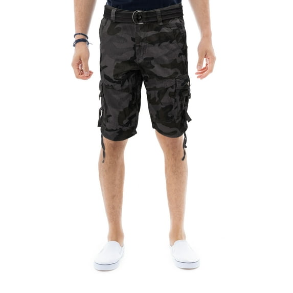 X RAY Mens Cargo Shorts Camo & Solid Colors 12.5" Inseam Knee Length Classic Fit Multi Pocket, Charcoal Camo, 38