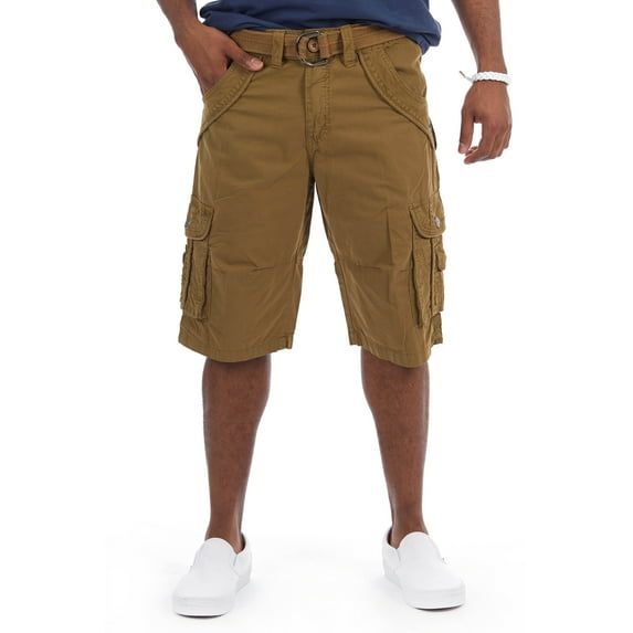 X RAY Mens Cargo Shorts Camo and Solid Colors 12.5" Inseam Knee Length Classic Fit Multi Pocket, Corner Twill Taped Back Pocket - Brown, 50 Big