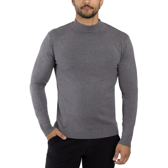 X RAY JEANS Mens Mock Neck Sweater Pullover, Charcoal, 6XL