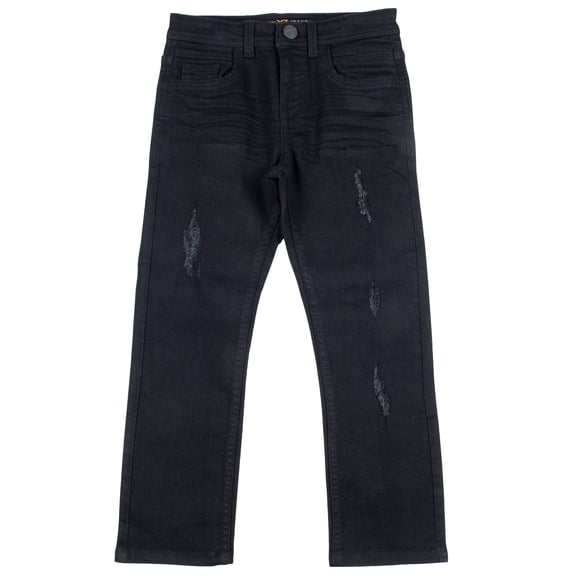 X RAY JEANS  Little Boy's Ripped and Repaired Stretch Jeans, Jet Black, 4