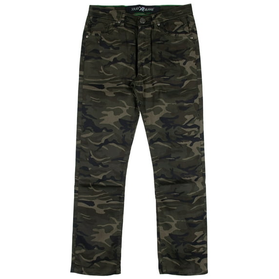 X RAY JEANS Little Boy's Stretch Camo Pants, Olive Camo, 4