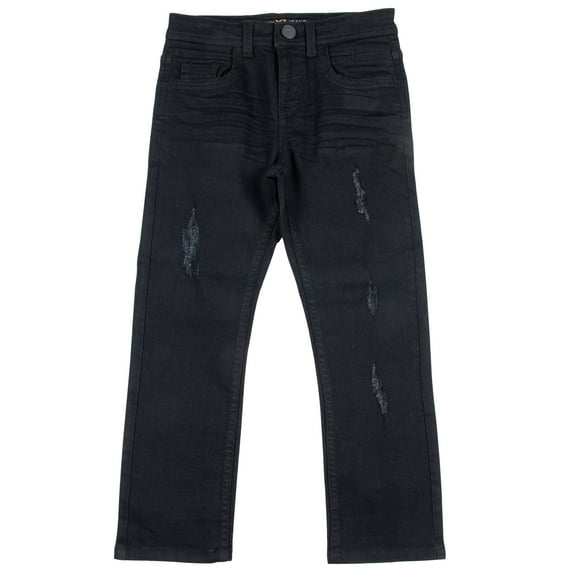 X RAY JEANS Little Boy's Ripped and Repaired Stretch Jeans, Jet Black, 7