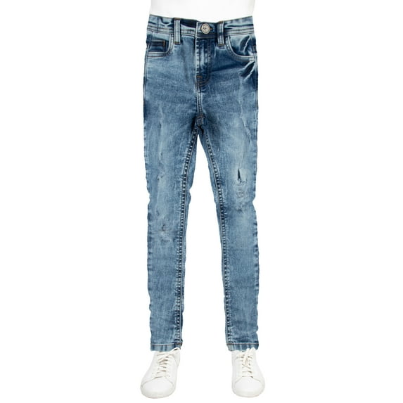 X RAY JEANS Boy's Rips Repaired Jeans, Lt Blue, 6