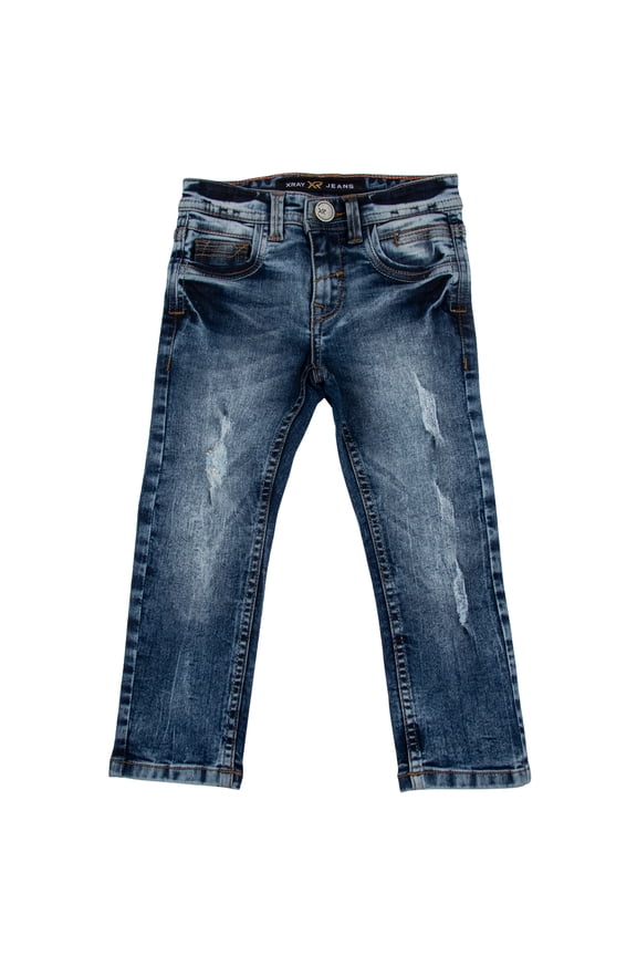 JEANS Toddler Boy's Ripped and Repaired Stretch Jeans, Blue, 3T