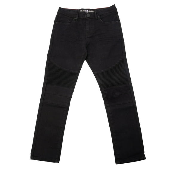 X RAY JEANS Boy's Moto Jeans, Black Wash, 12