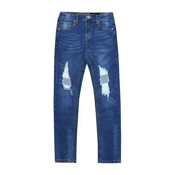 X RAY Skinny Ripped Jeans for Boys – Distressed Slim Fit Denim Pants, Light Blue Ripped Blowout Knee, Size 14