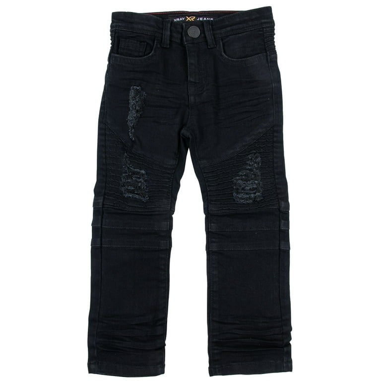 X RAY JEANS Toddler Boy's Moto Jeans, Jet Black, 4T