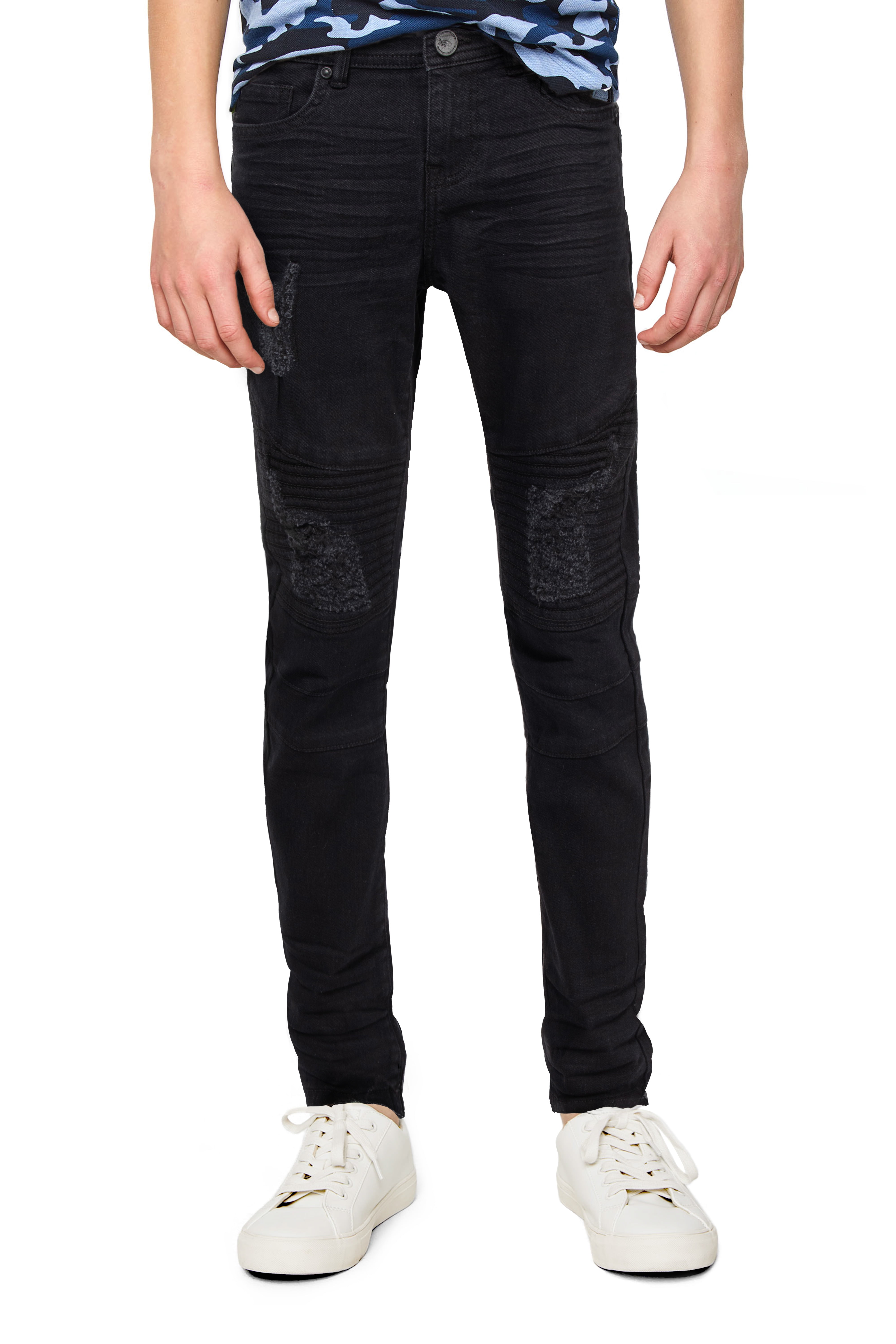 X RAY Slim Biker Pants for Big Boys Teen Distressed Moto Jeans, Black Size 16 - Walmart.com