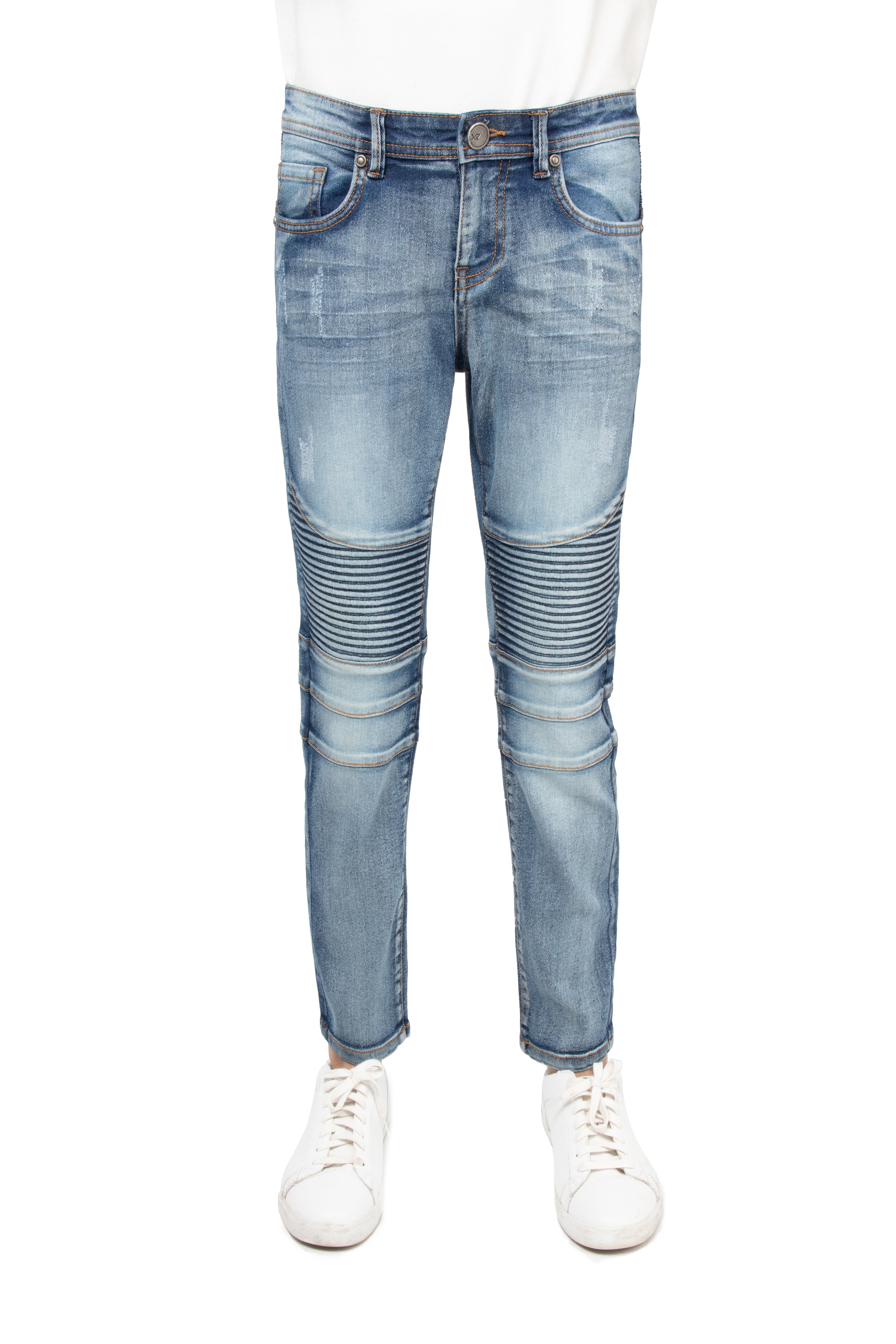 X RAY Slim Fit Biker Pants for Boys Big Boys Teen – Distressed Skinny Moto  Jeans, Light Blue Moto Size 12
