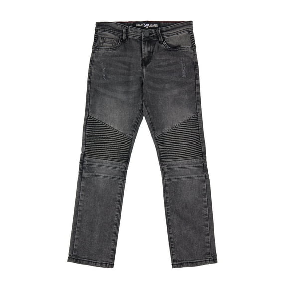 X RAY JEANS Boy's Flex Moto Jeans, Black, 18