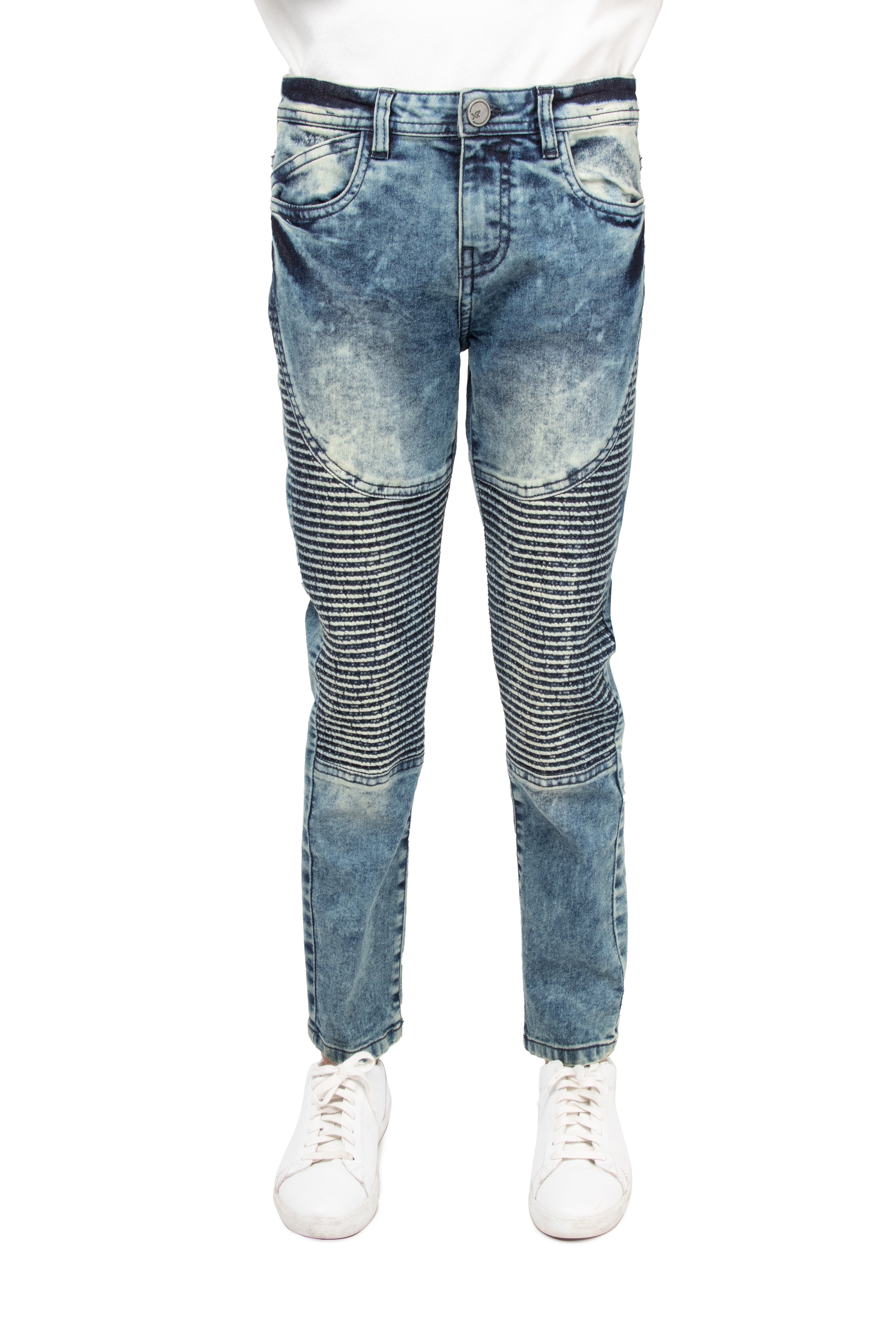 X RAY Slim Fit Biker Pants for Boys Big Boys Teen Distressed Skinny Moto Jeans Medium Wash Size 14