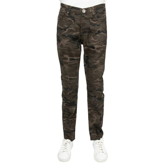 X RAY JEANS Big Boy's Moto Jeans, Olive Camo, 14