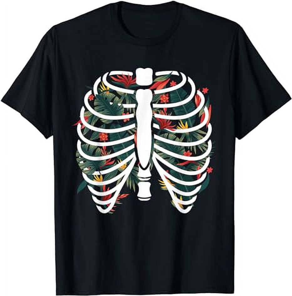 XRay Halloween Costume Rib Cage Skeleton Floral Flower TShirt