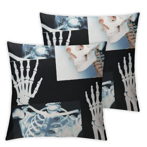 X Ray Human Skeletal System Throw Pillow Covers Pillow Cover with Zipper Throw Pillow Cases Double Sided Plush Pillow Covers Decorative Throw Pillows Covers for Couch Living Room Bedroom