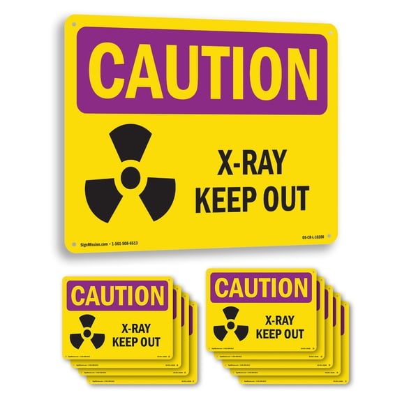 X-Ray Keep Out OSHA Caution Radiation Aluminum Sign 14 Inch x 10 Inch - 10 Pack