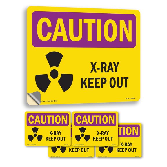 X-Ray Keep Out OSHA Caution Radiation Vinyl Decal Label 24 Inch x 18 Inch - 5 Pack