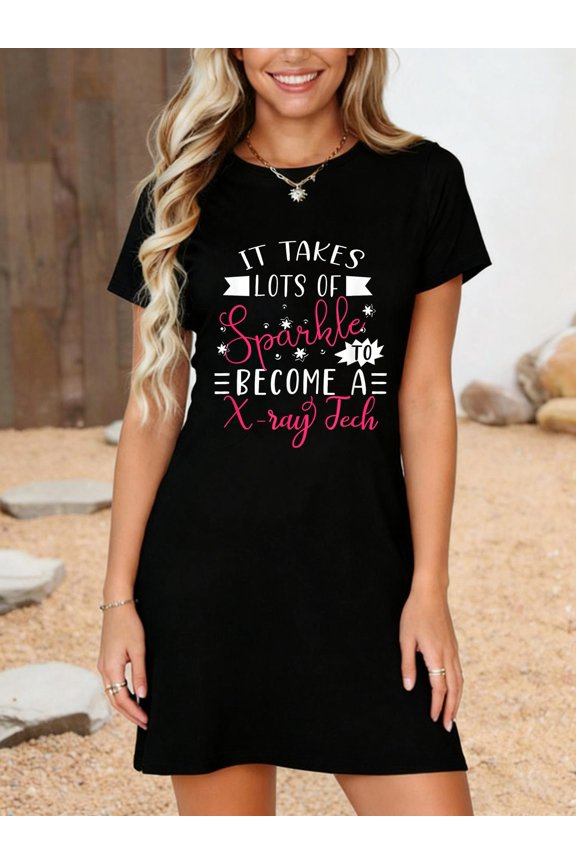 X-Ray Tech Sparkle - Xray Tech Outfit Cute X-Ray Tech Gift T-Shirt Dress Casual Summer Dress Everyday Outfit