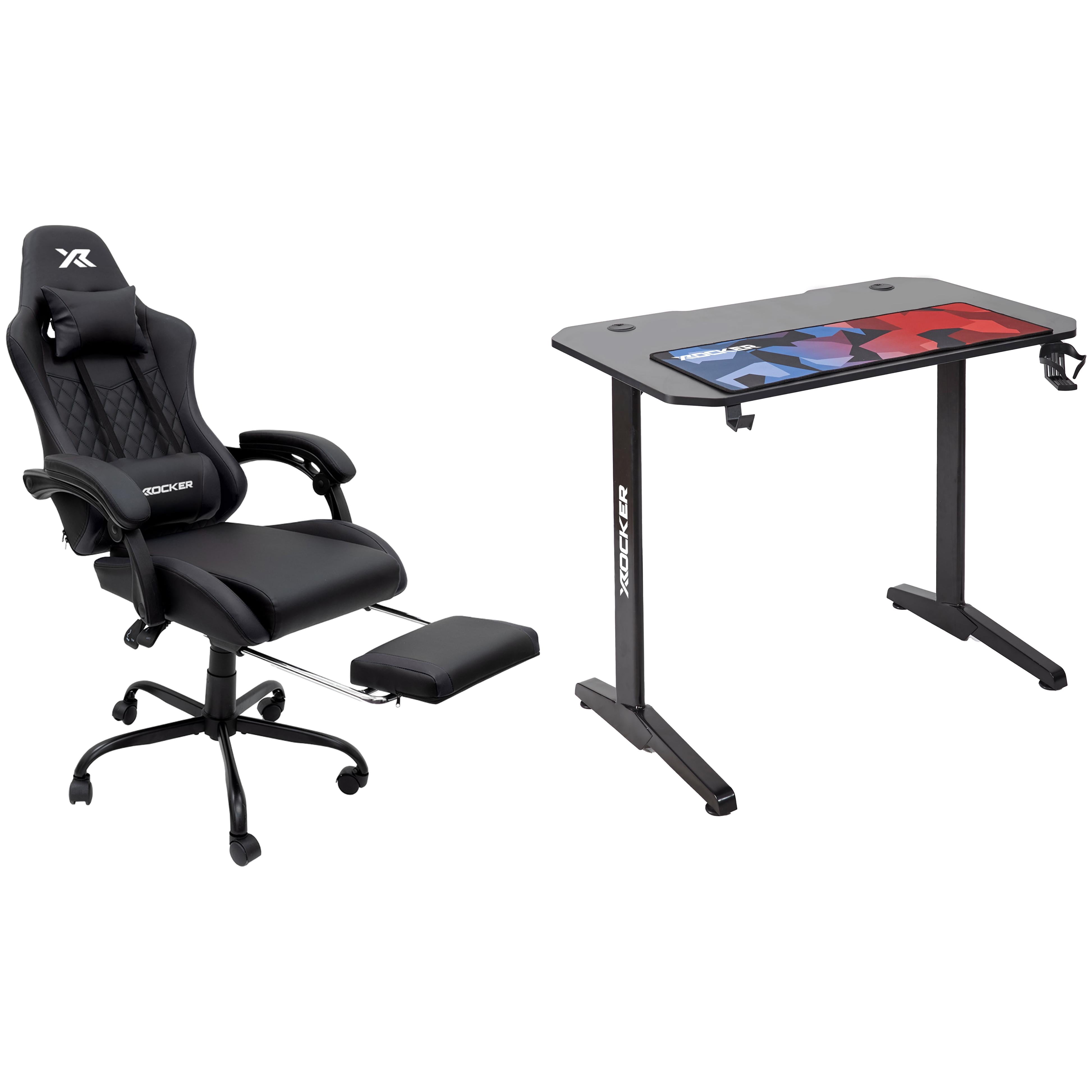 X Rocker Apex Gaming Chair and X Rocker Turbo Desk Set, Black