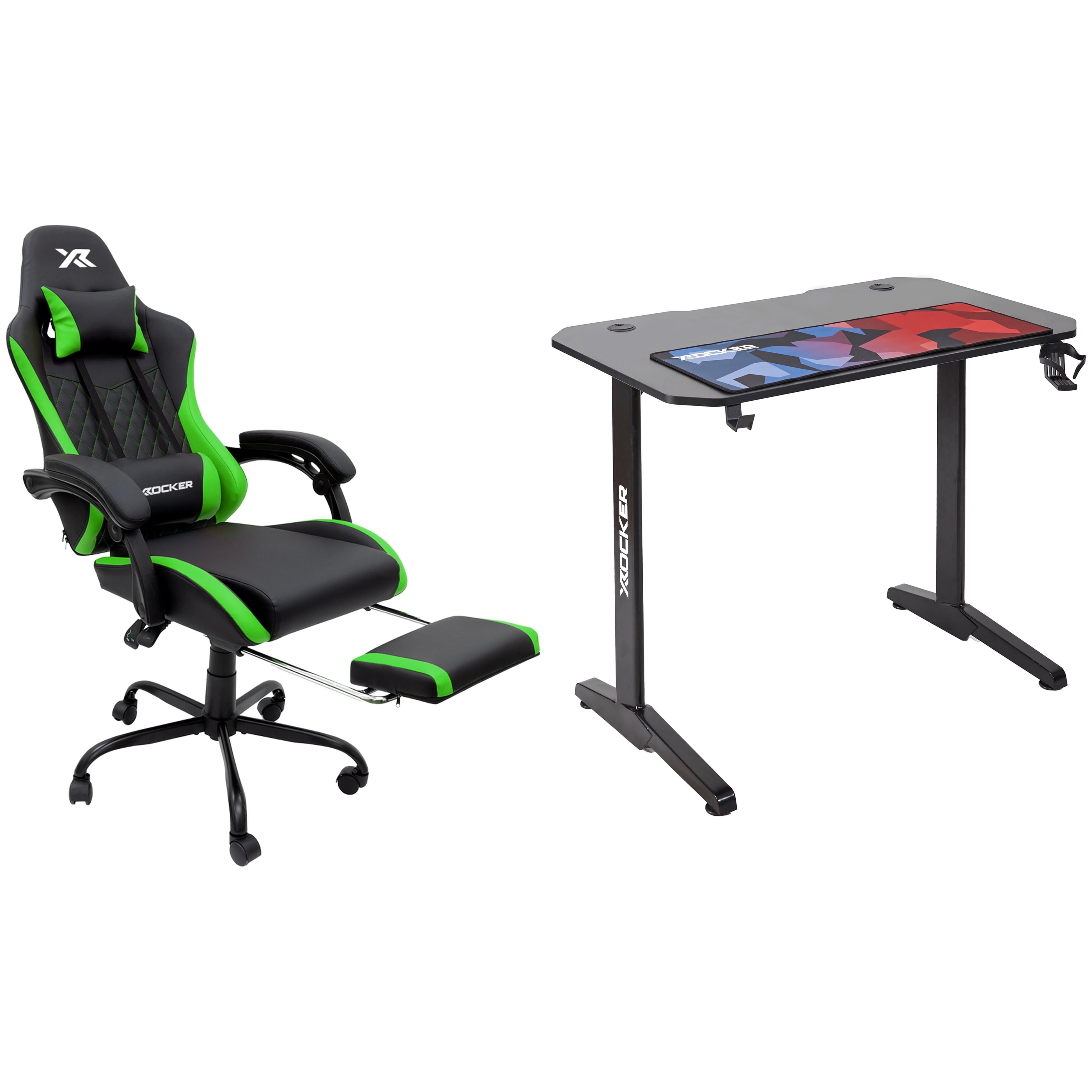 X Rocker Apex Gaming Chair and X Rocker Turbo Desk Set, Green