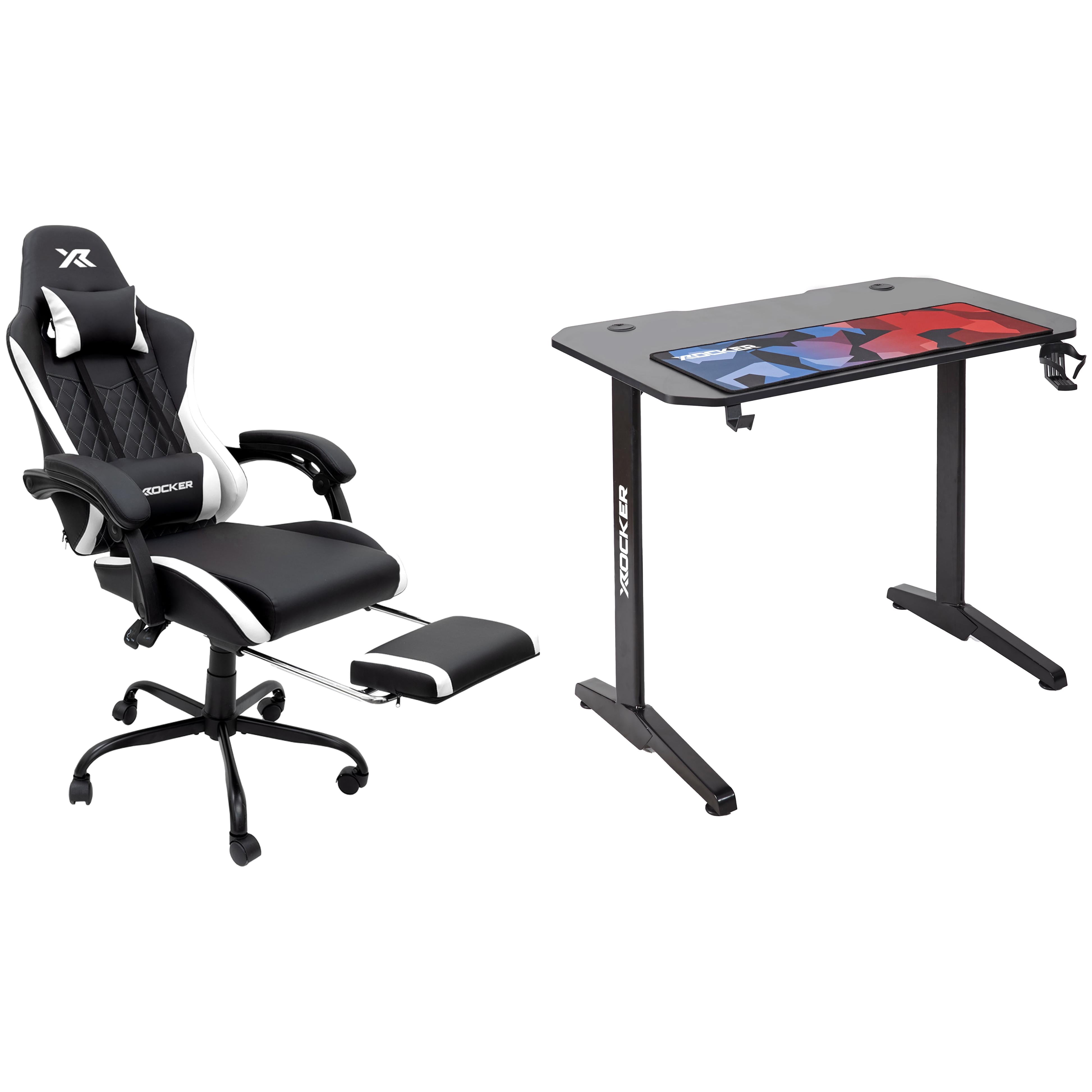 X Rocker Apex Gaming Chair and X Rocker Turbo Desk Set, White