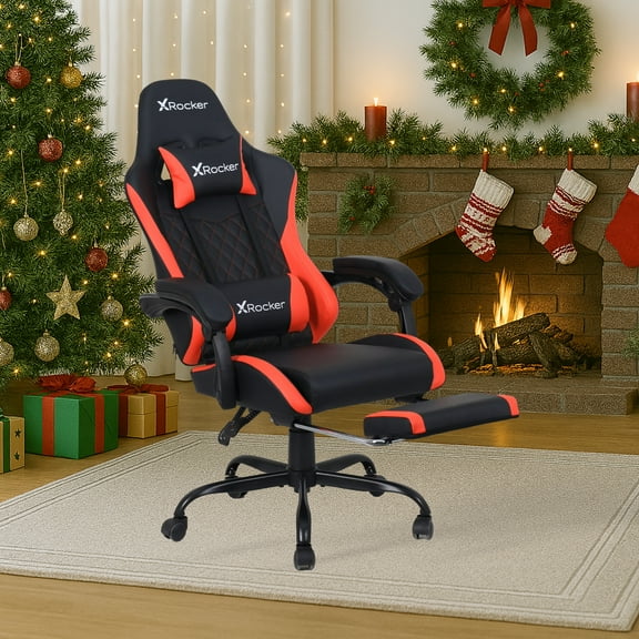 X Rocker Apex PC Gaming Chair with Massage Function and Footrest, Red
