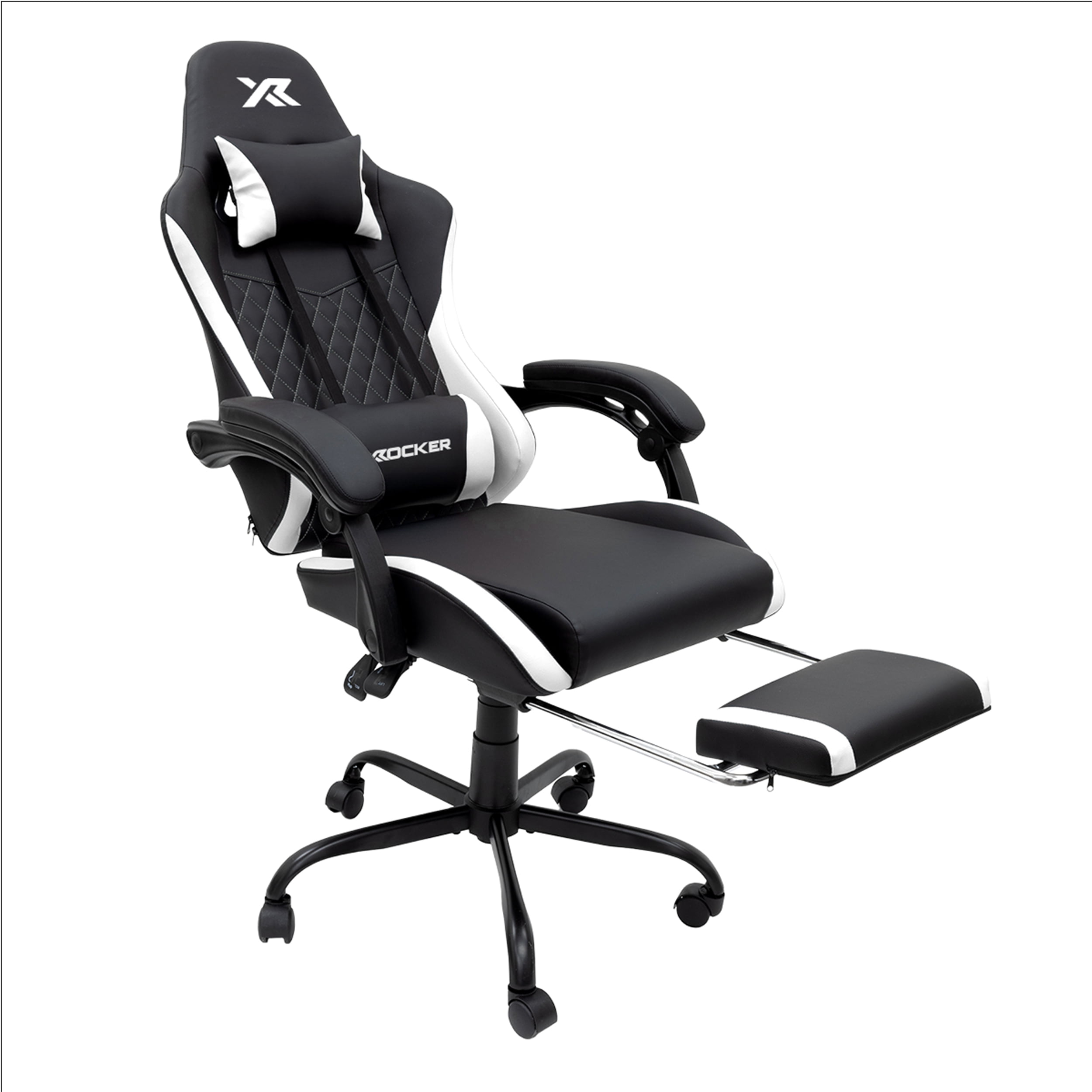 X Rocker Apex PC Gaming Chair with Massage Function and Footrest, White