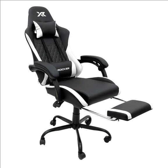 X Rocker Apex PC Gaming Chair with Massage Function and Footrest, White